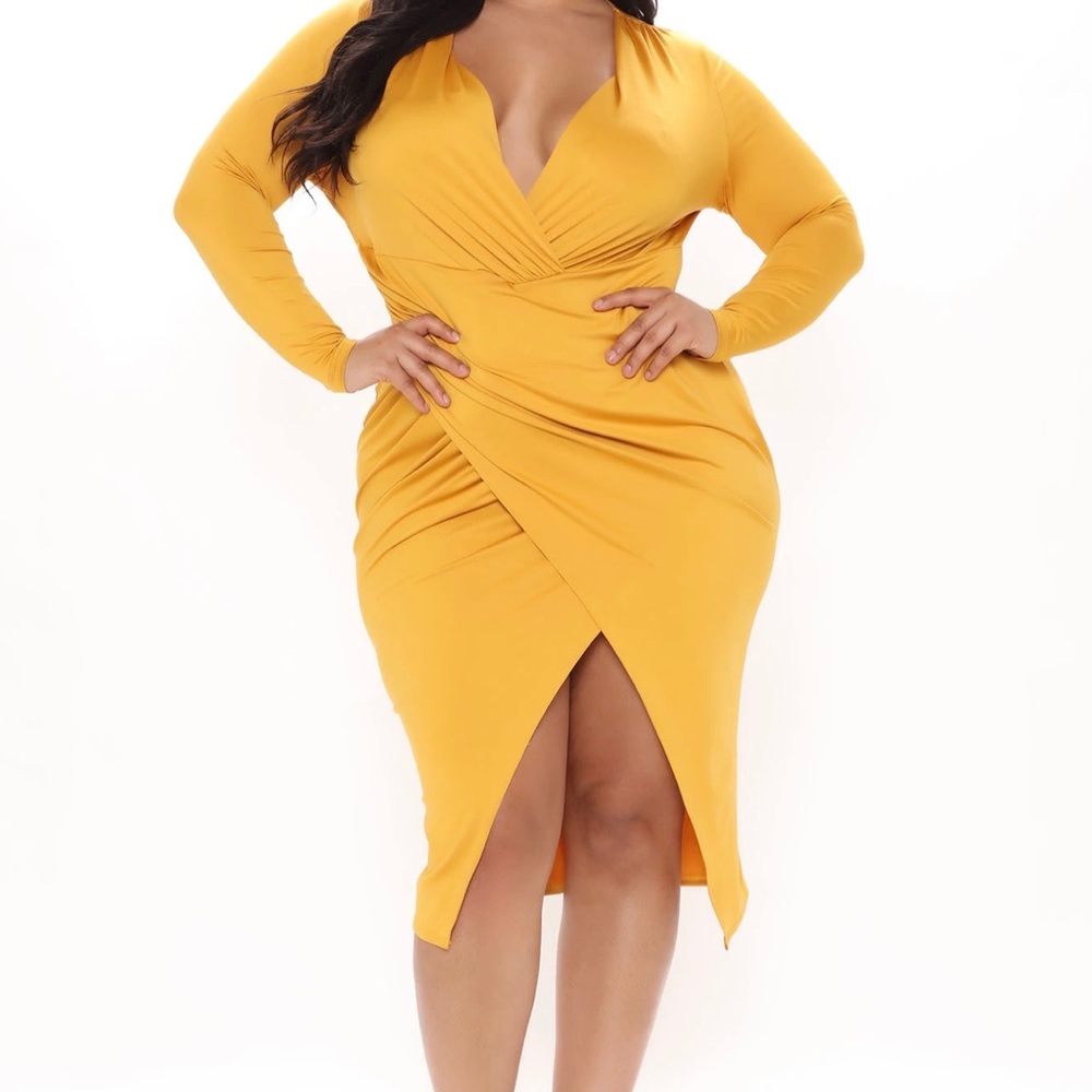 Gold/yellow dress. Super comfortable and flattering dress